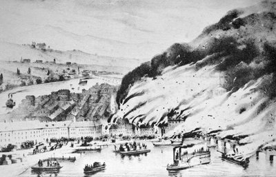 Great Conflagration at Pittsburgh, PA by N. and Ives, J.M. Currier